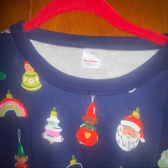 Hanna Andersson Adult Long John Top Christmas Santa ornaments gingerbread size S - Picture 3 of 4